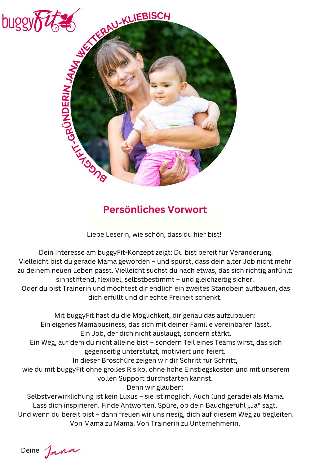 Broschüre: Persönliches Vorwort von Jana